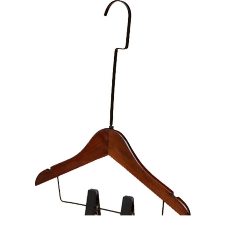 10 pcs/lot Extended Solid Wood Dress Hangers with Black Hook Wooden Baby Hangers Wooden Pants Racks