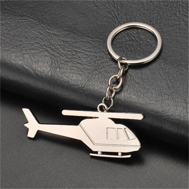 Creative helicopter keychain metal stainless steel transport Fighter key ring aircraft modeling novelty free shopping