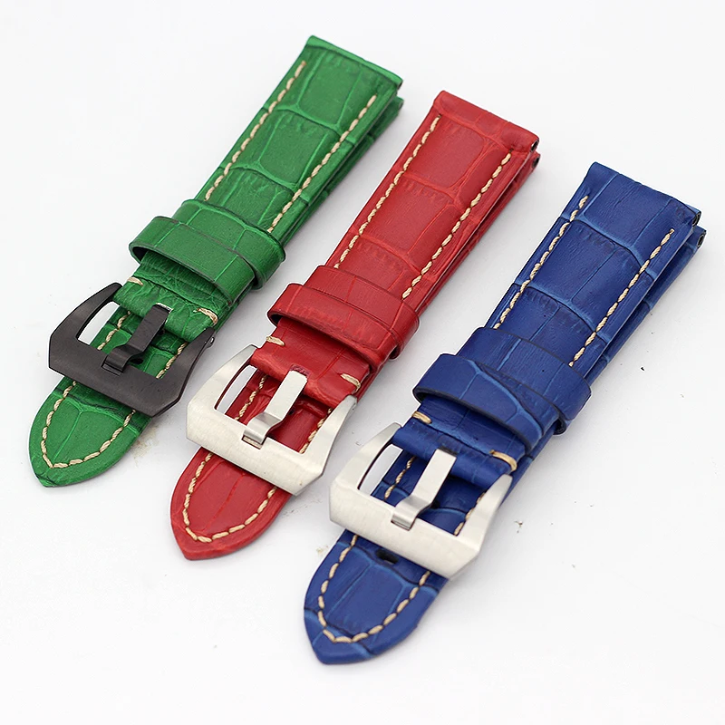 Thick and solid Genuine Calf Hide Leather Watch Strap Watchbands 22mm 24mm 26mm For Panerai PAM111 PAM441 Men And Women Bracelet