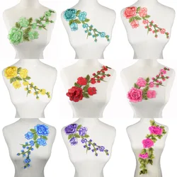 3D Mulity Colorful Flowers Sew On Patches Embroidery Patches Clothing Punk Motif Applique DIY Clothes Accessory Scrapbooking