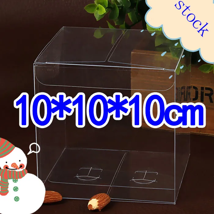 24PCS 10*10*10cm Transparent waterproof Clear PVC boxes Packaging small plastic box storage for food/jewelry/Candy/Gift/cosmetic