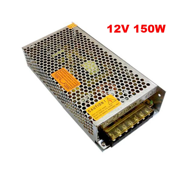 

12 В 150 Вт светодиодный источник питания AC-DC драйвер алюминиевый AC 110 В 220 В до 12 В трансформатор освещения для светодиодных фонарей