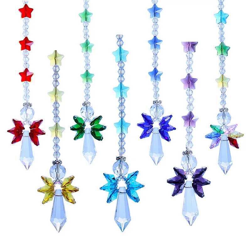 

H&D 7pcs Crystal Glass Guardian Angel Window Sun Catchers Rainbow Maker Collection Suncather Gift Home Garden Hanging Decor