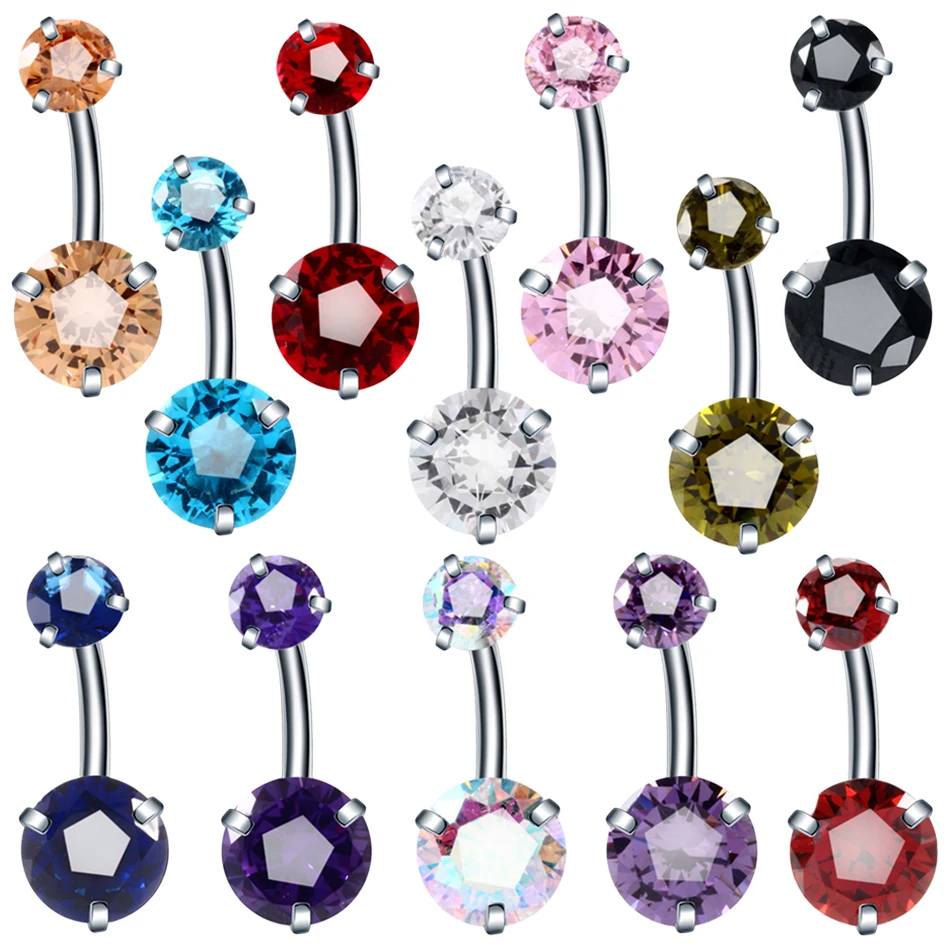 1PC Steel Crystal Zircon Body Jewelry Belly Button Rings Piercing Navel Bars Stud Ombligo Nombril Stud Piercings Jewelry