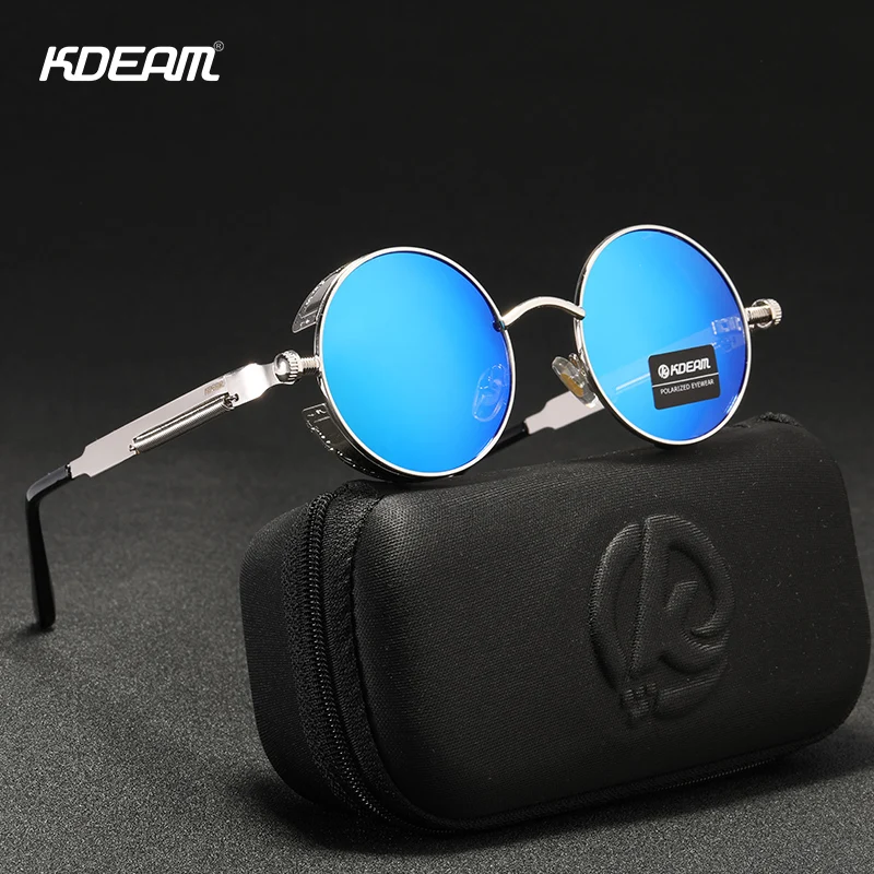 

KDEAM Steampunk Sunglasses Men Round Sun Glasses Women Baroque Carved Legs All-matching Size With Box KDA372