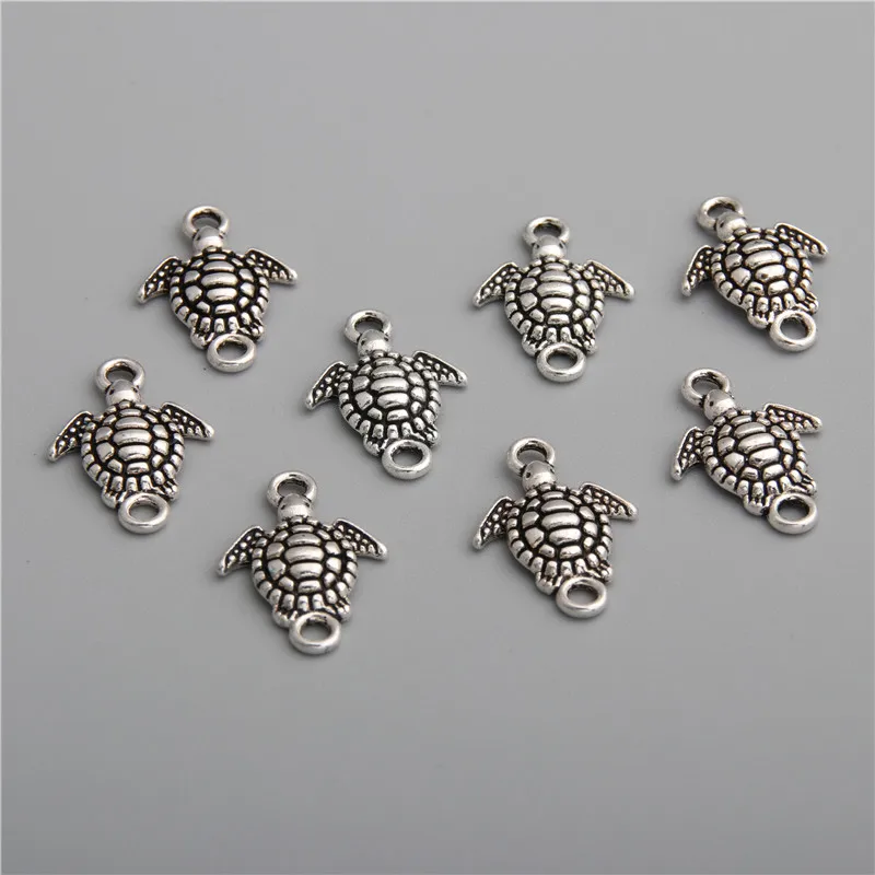 40pcs Silver Color Color Small turtle shape connector High Quality DIY Handmade Accessories For Jewelry For Women Men A2773