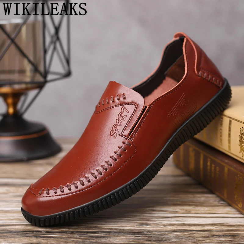 Driving Shoes Men Leather Mens Casual Shoes Hot Sale Genuine Leather Shoes Men Loafers Venting Hole Sepatu Slip On Pria Ayakkabi