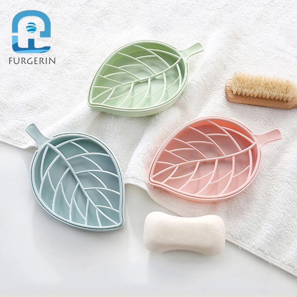 

FURGERIN-Leaf Shape Travel Soap Holder, Soap Dish, Container, Bathroom Storage, Soap Saver, Soaps Stand, Plastic