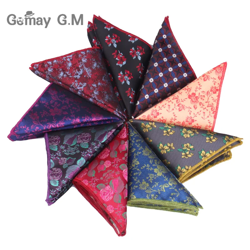 Men Handkerchief Floral Jacquard Pocket Square For Gift Wedding Vintage Hankies for Pocket Towel Suits Chest Towel 25 x 25 cm