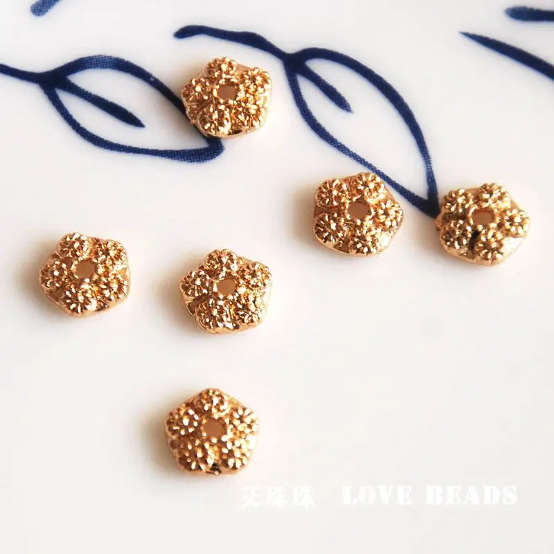 

wholesale 10 pcs/lot golden gold plated beads caps jewelry making DIY for women