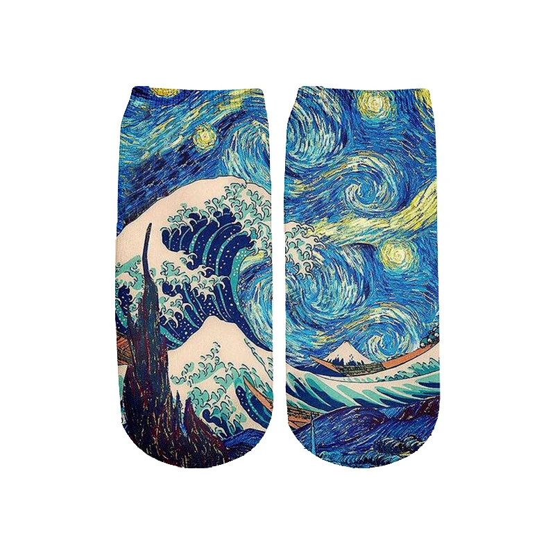 PLstar Cosmos NEW 3D Retro 360 degrees Painting Art Socks Unisex Women Men Funny Novelty Starry Night Vintage Socks