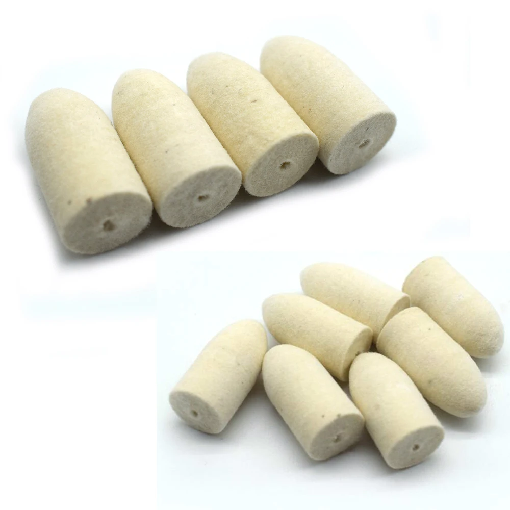 10PCS Bullet Shape Felt Wheel without Shank Wool Felt Polishing Wheels Buffing Jewelry Equipment