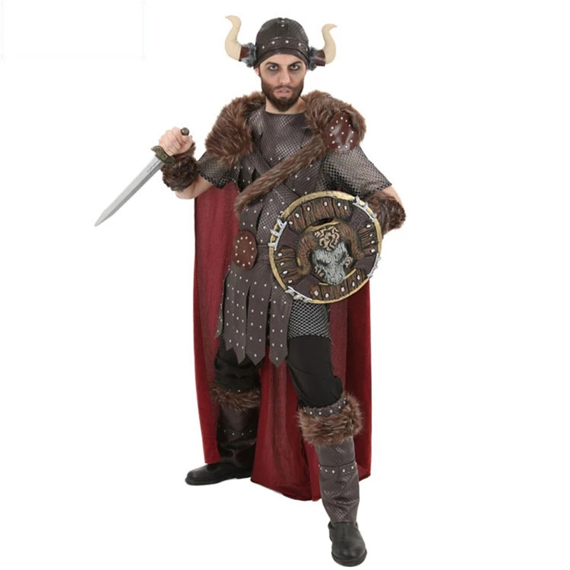 men Viking Pirate Costume for kid Brown And Cool Suit For Carnival Party Cosplay halloween Viking Leader Decoration Outfits