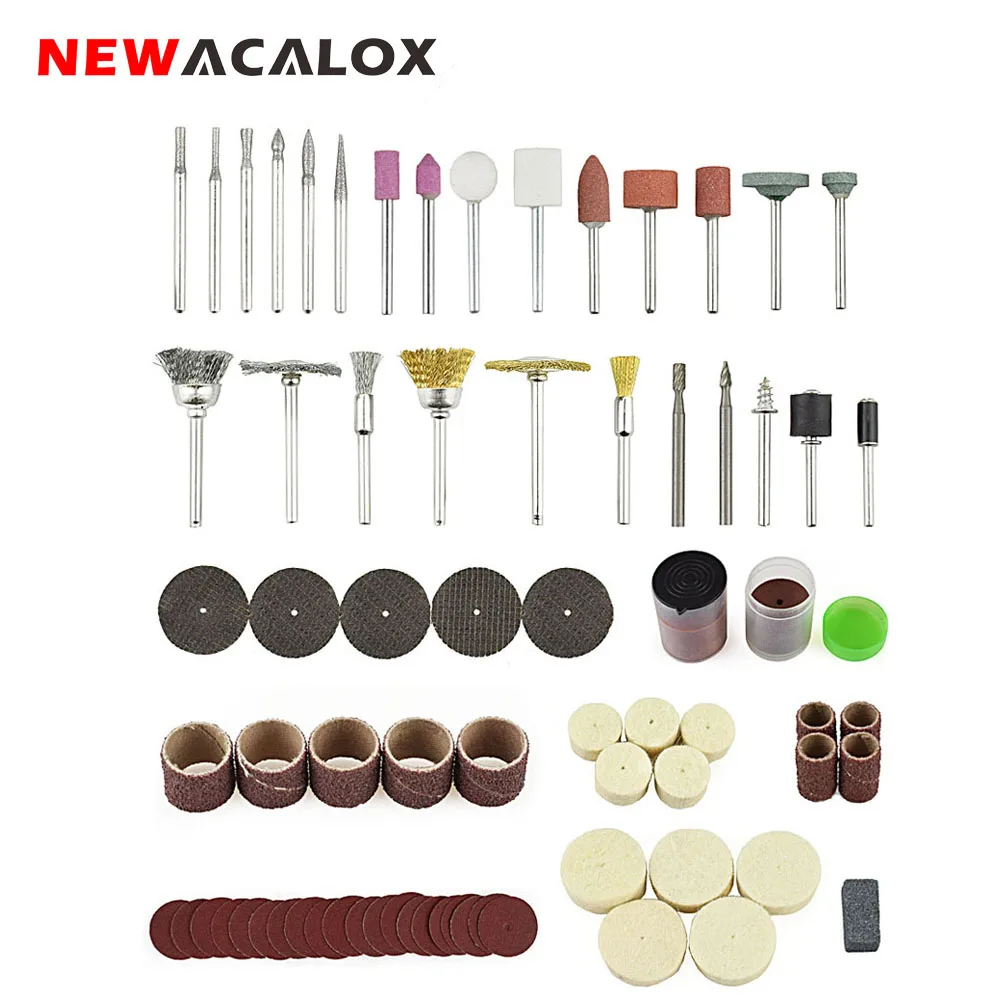 

NEWACALOX 147pcs/lot Abrasive Accessories Rotary Tool Bit Set Dremel 1/8" Shank Grinding Carving Polishing for Grinder Machine