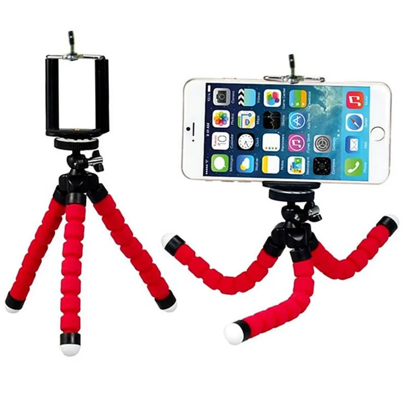 Phone Tripod Holder Flexible Sponge Octopus Tripod Stand Mount or Bluetooth Remote Shutter Selfie Stick Self-timer Bracket