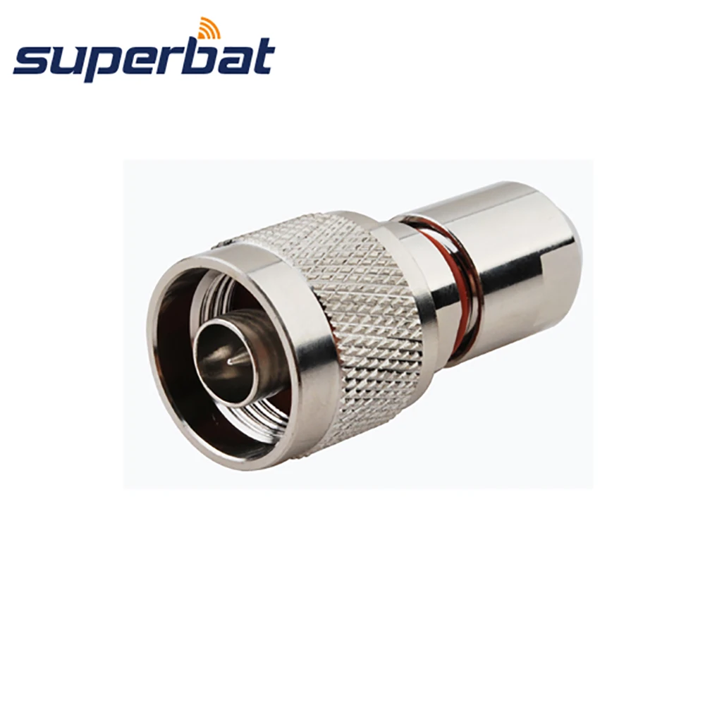 Superbat-RF conector coaxial para cabo de cobre ondulado, N macho braçadeira, reta, 1/4"