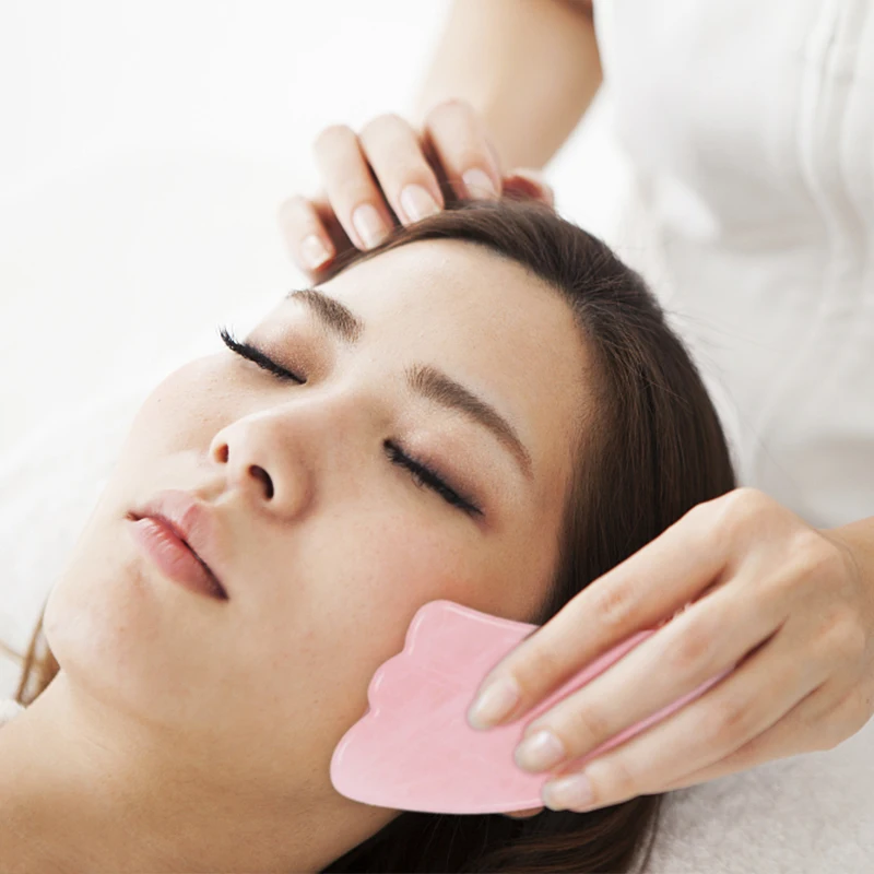 

Rose Quartz Jade Gua Sha Board Acupuncture Massage Natural Face Lifting Stone Guasha Scraping Facial Gouache Pink Quartz Massage
