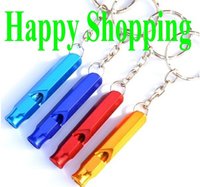 50pcs/lot mini colorful camping hiker survival whistle key ring sports hunting whistle keychain