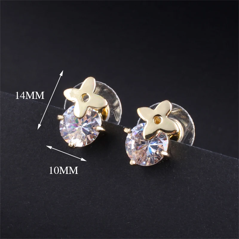 BrBridal Zircon  Ball Earrings Female Gilded Elegant Enamel Jewelry Wholesale