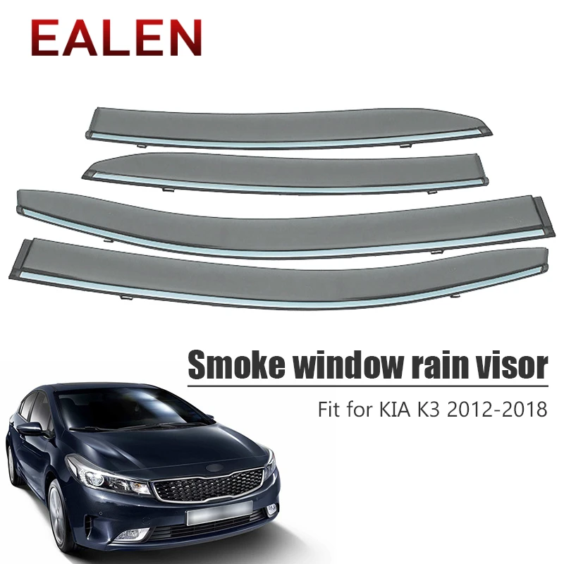 

EALEN For Kia K3 2012 2013 2014 2015 2016 2017 2018 Vent Sun Deflectors Guard Accessories 4pcs/1Set Smoke Window Rain Visor