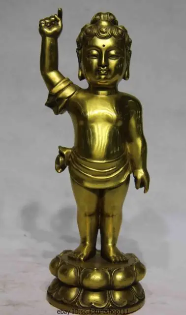 

Rare Chinese Buddhism Temple Brass Copper Buddhist Boy Sakyamuni Buddha God Statue Garden Decoration 100% real Brass Bronze