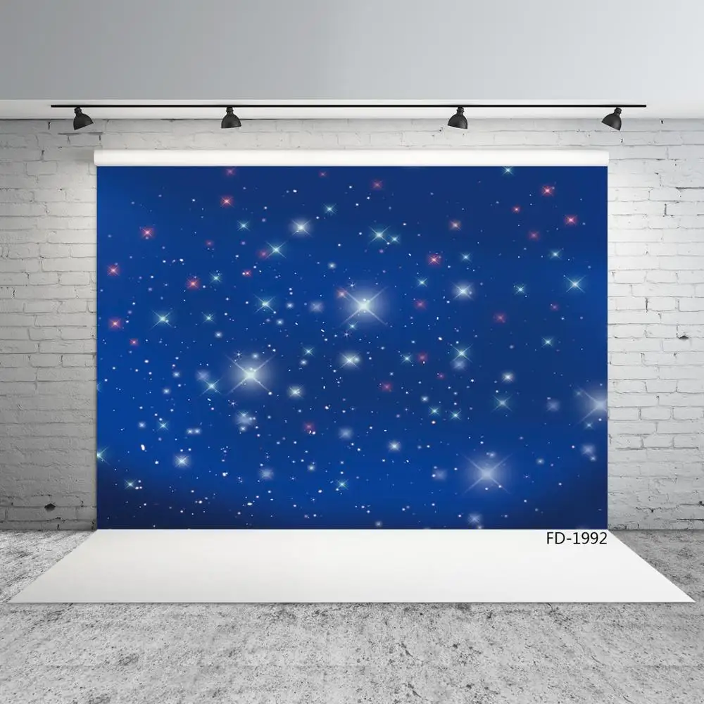 Blue Sky Twinkle Stars Party Photography Backgrounds Customized Photographic Backdrops For Photo Studio Baby Shower Photocall