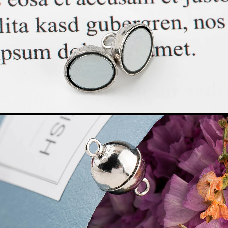 6mm 8mm srebro 925 zapięcia magnetyczne dla miłośników zapięcia magnetyczne na bransoletki okrągła kula klamry zapięcia do wyrobu biżuterii