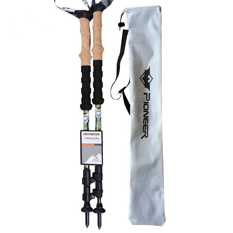 

PIONEER 3 Section Carbon Fiber Cross Country Hiking Walking Cane Shock Trekking Pole Stick Alpenstock