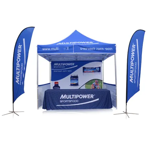 Custom Tent Trade Show Canopy Kit Pop up  Aluminum Exhibition Booth Promotion  with Full Back Wall Half Side Walls Table Cover