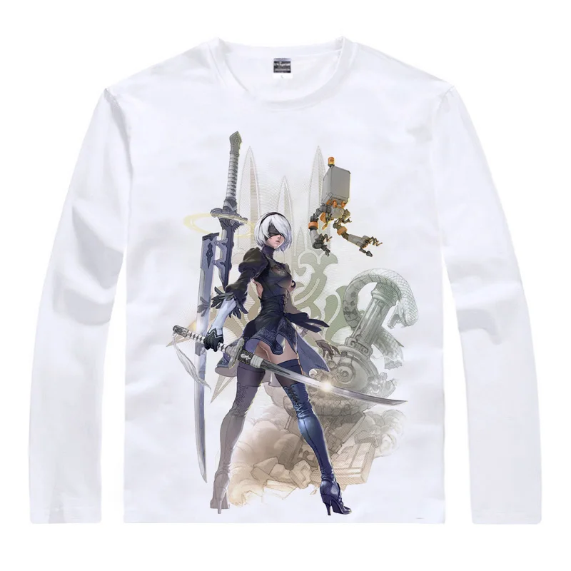 Nier Automata 2B YoRHa No. 2 Type B T Shirt Soulcalibur VI Soul Calibur 6 Men T-shirt Casual Vintage TShirt Long Sleeve Shirts