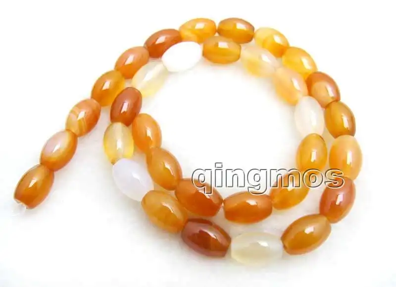 Big 8*12mm Olivary shape Natural Orange Mixedcolor beads Loose Beads strand 15