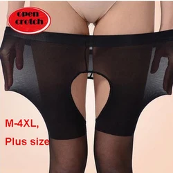 Fcare summer 10D thin plus size open crotch CROTCHLESS M to 4XL large collants large high waist sexy pantyhose