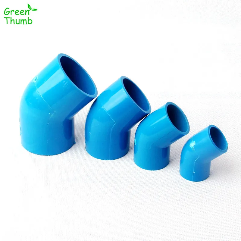 

20pcs Inner Diameter Blue PVC 20 mm/25 mm/32 mm/40 mm Plastic 45 Degree Equal Elbow Hose Connector for Home Garden Irrigation