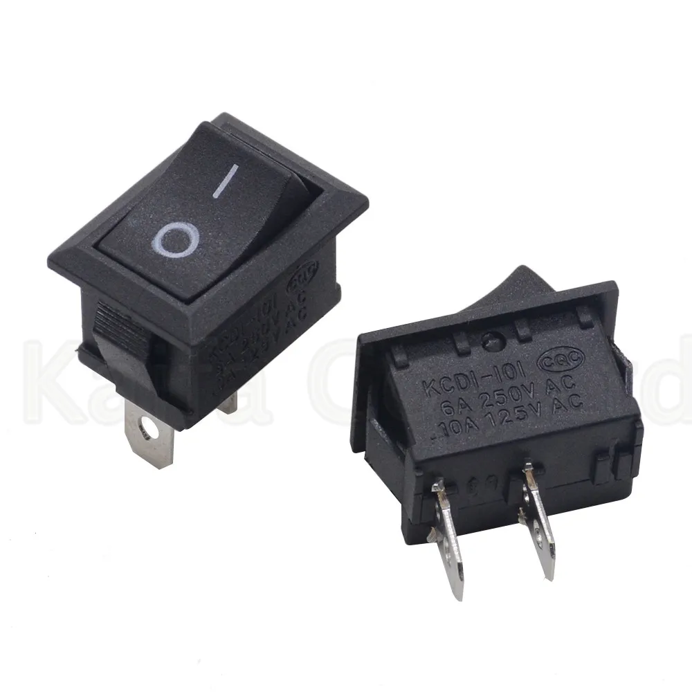 5pcs/lots 2Pin Snap-in ON/OFF KCD1-101 Car  Round Rocker Toggle SPST Switch 125V 6A