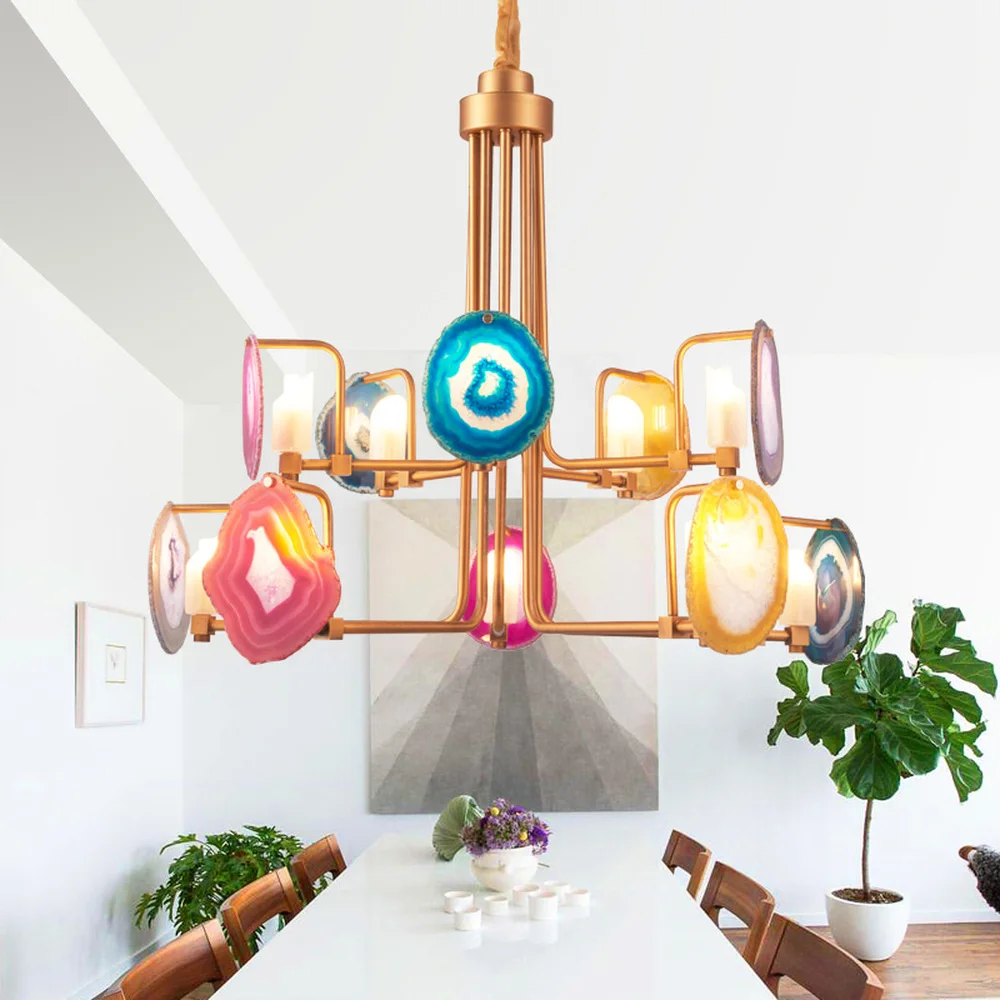 pendant lamp creative personality agate Nordic droplight modern natural art pendant lights hanglamp led modern  LU809165