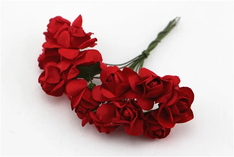 144 Teile/los 1,5 cm Mini Papier Rose Künstliche Blumen Hände Für Hochzeit Dekoration Scrapbooking Kleine Gefälschte Blumenstrauß – Detail 8