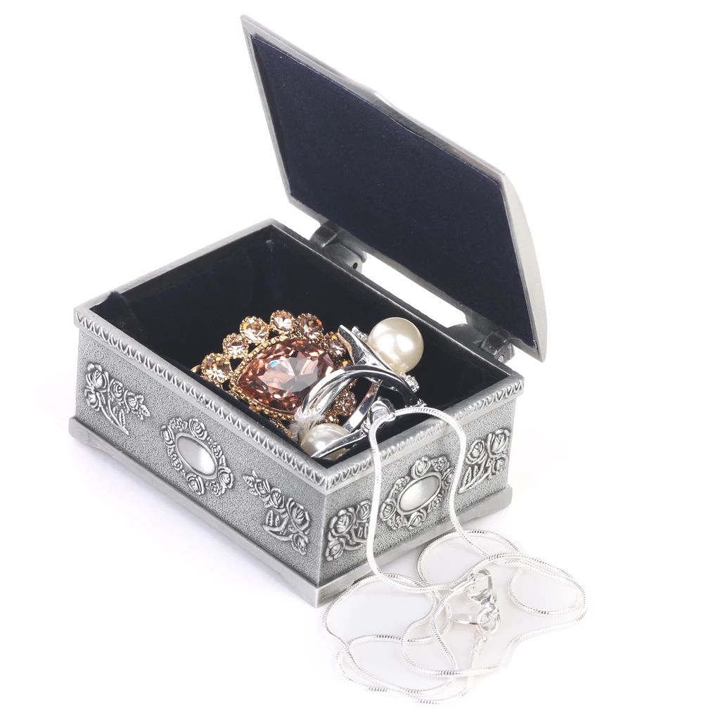 Stylish Fashion Treasure Chests Shape Tin Jewelry Ring Box Gift Case Antique Crystal Candy Storage Organizer trinket box