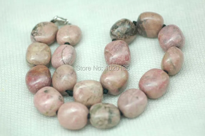 wow! rhodonite pink  baroque 18-22mm necklace 17inch nature beads wholesale FPPJ