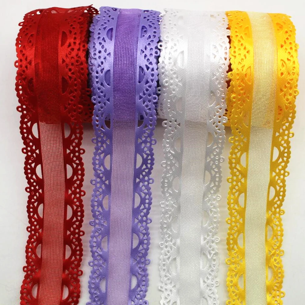 20 Yards 40MM Rown Lace Ribbon DIY Handmade Material Headdress Bows Clothing Material Gauze Gift Wrapping