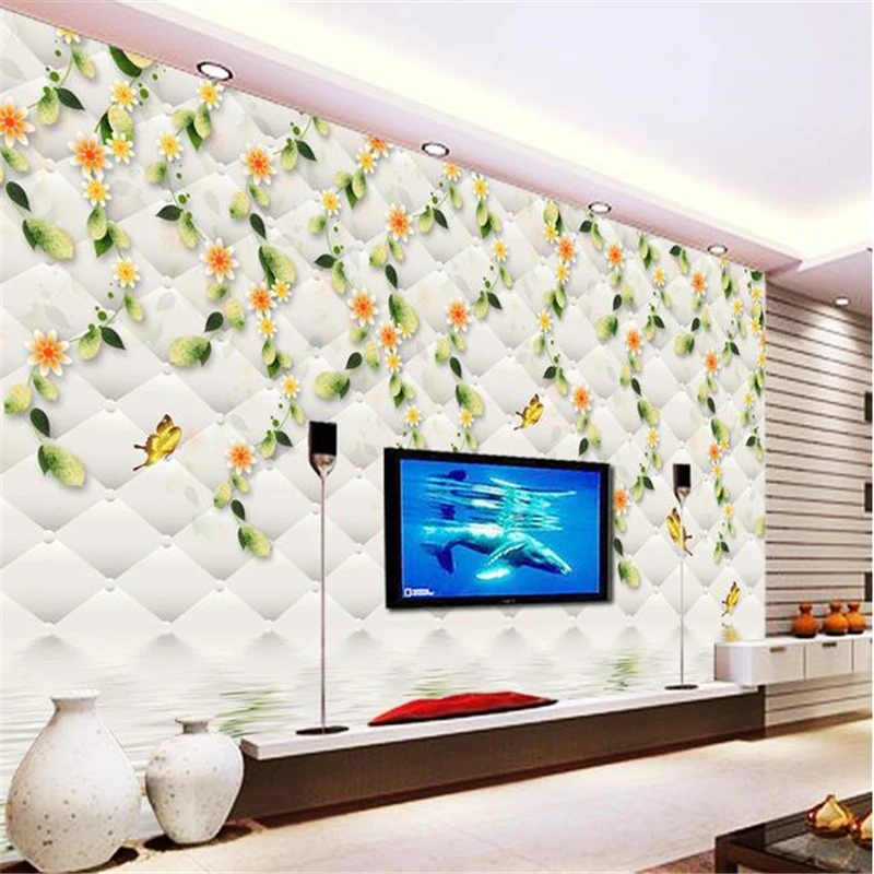 

beibehang wallpaper TV backpack wall paper silk cloth sofa flower murals 3d eco-friendly wallpaper for papel de parede