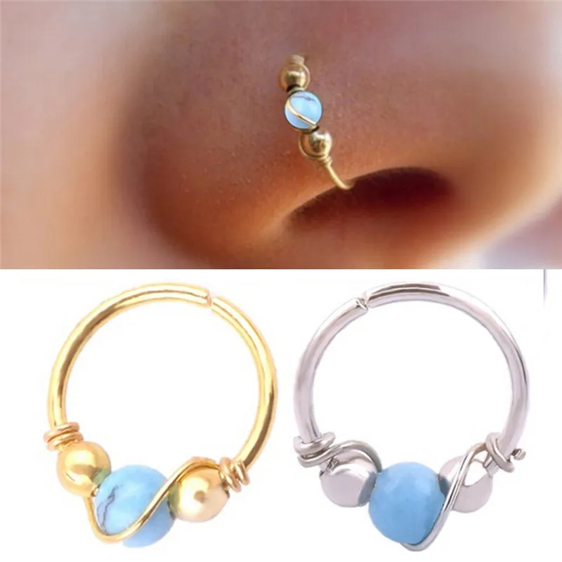 

1pcs Hot Sale Stainless Steel Ring Nose Nostril Hoop Nose Ring Nose Earring Hiphop Simple Body Piercing Jewelry