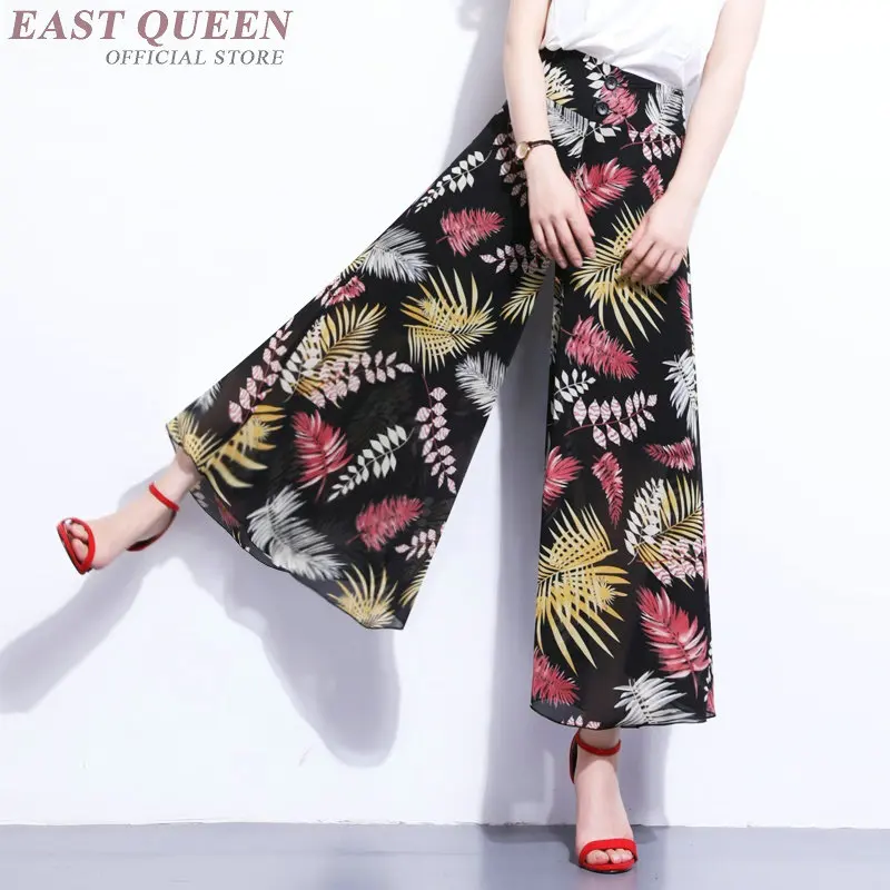 

Hippie chic boho mexican Palazzo culotttes femme wide leg pants floral beach baggy ladies elegant pants DD1061 Y