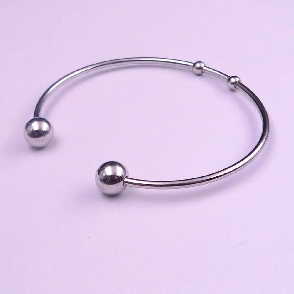 10pcs Lot in bulk stainelss steel Jewelry Women Ball End Open Cuff Bangle Bracelet