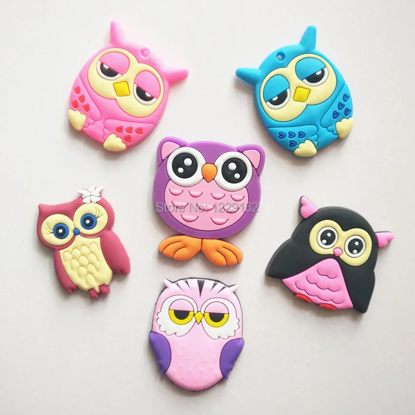 

Free shipping (6pcs/lot) Cute Cartoon Owl fridge magnets whiteboard sticker Silicon Gel Refrigerator Magnet Kids gift/home decor