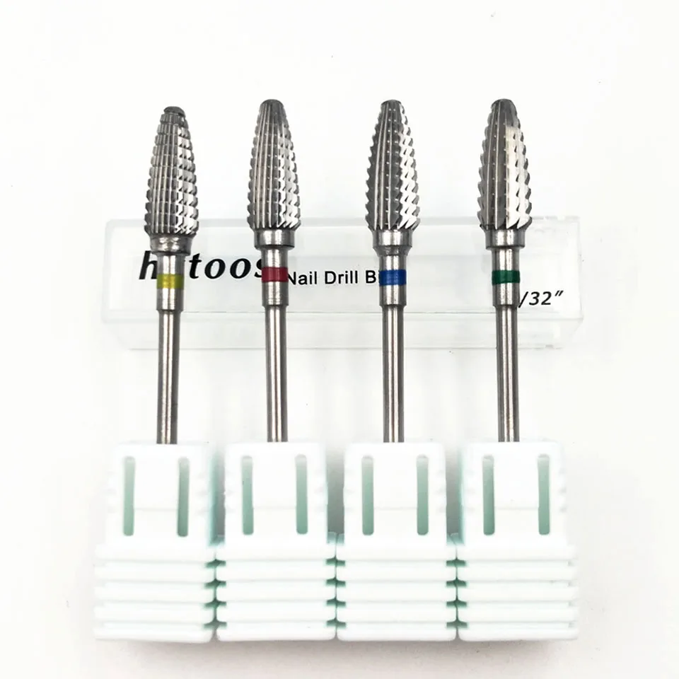 HYTOOS Nagelbohrer 3/32 Zoll Wolframkarbid-Nagelbits Rotary Burr Fräser für Maniküre Elektrische Nägel Zubehör Werkzeug – Detail 1