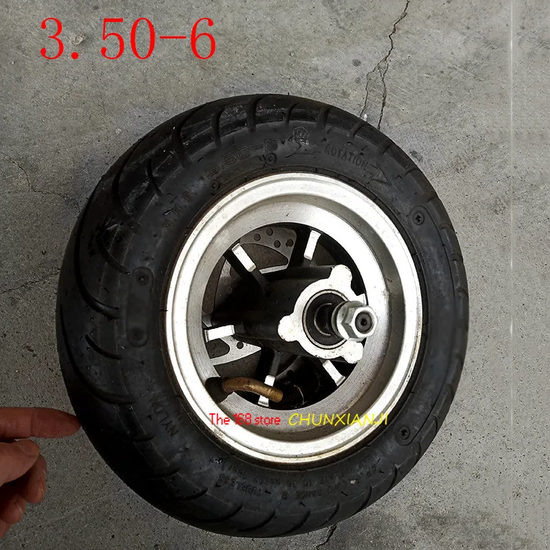 Good quality10 inch electric scooter wheels 6inch wheel hub + 3.50-6 vacuum Road tyre  Brake disc fits Folding  