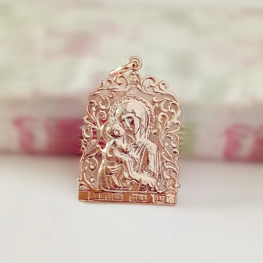 Religious Women Pendants Fashion Jewelry 585 Gold Color New Mother and Son  Pendants Gift