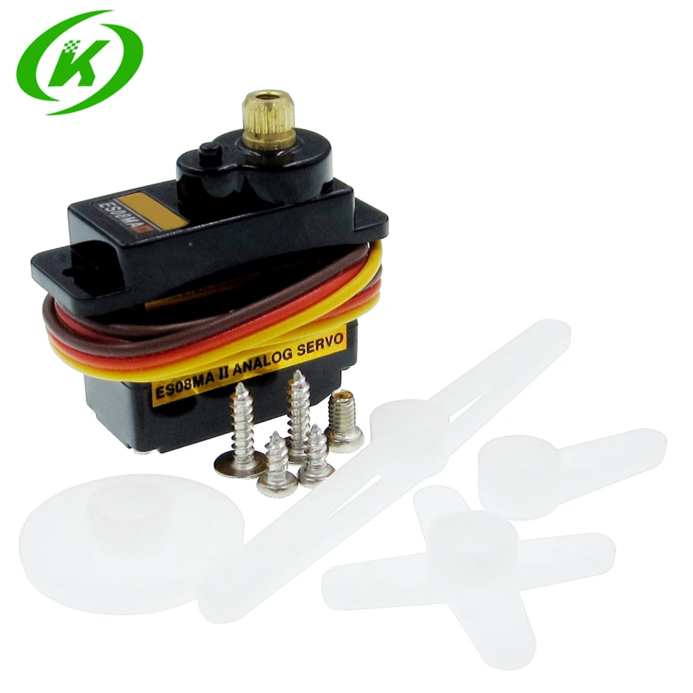 Mini servo es08ma ii para motor rc, equipamento de reposição analógico com engrenagem de metal à prova de choque e estável