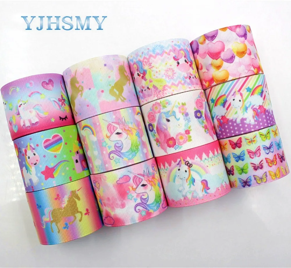 YJHSMY C-18119-200,38 mm 5 Yards Cartoon Printed grosgrain ribbons,DIY handmade Hair accessories wedding gift wrap Material