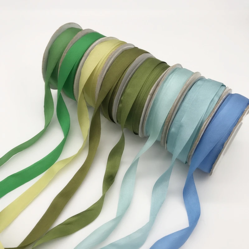 13mm,100% real pure silk woven double face taffeta silk ribbons for embroidery and handcraft project,gift packing